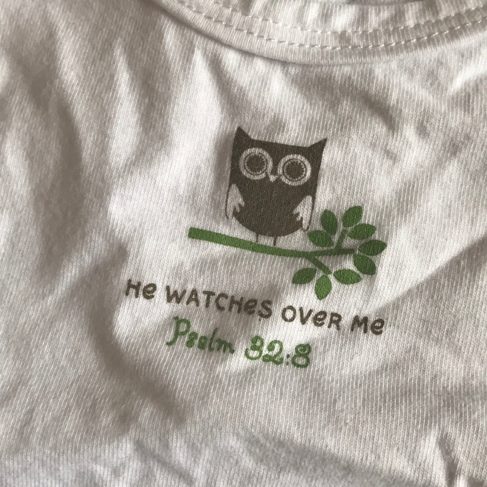 Owl Onesie:  “He watches over me” Psalm 32:8